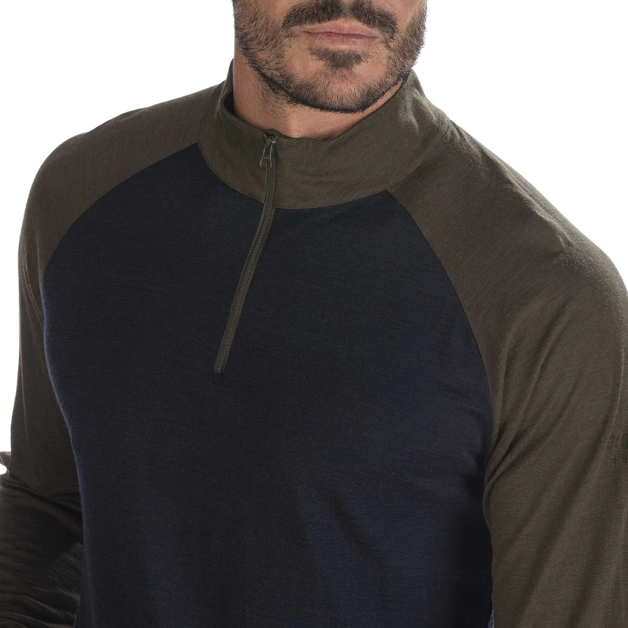 Dolomite Men's Merino Wool Long Sleeve Zip Neck T-Shirt Cristallo Top